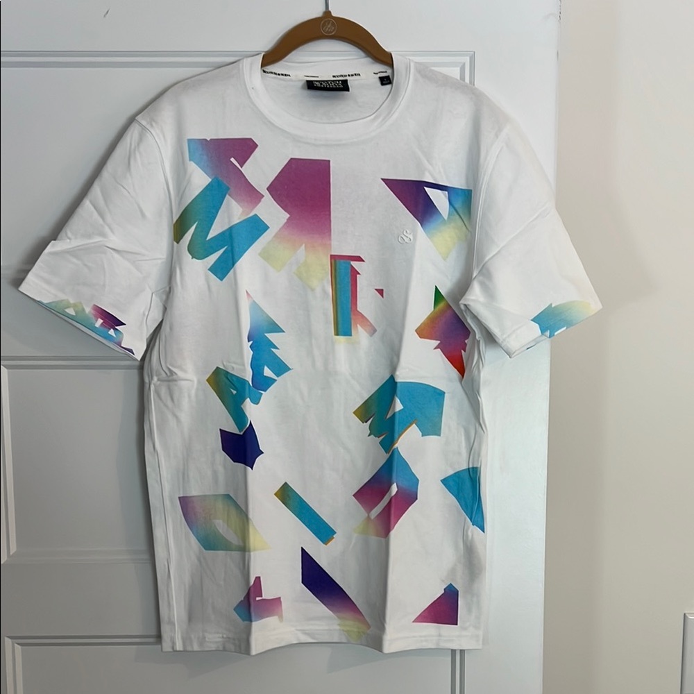 Scotch and Soda White Multicolor Graphic Tee